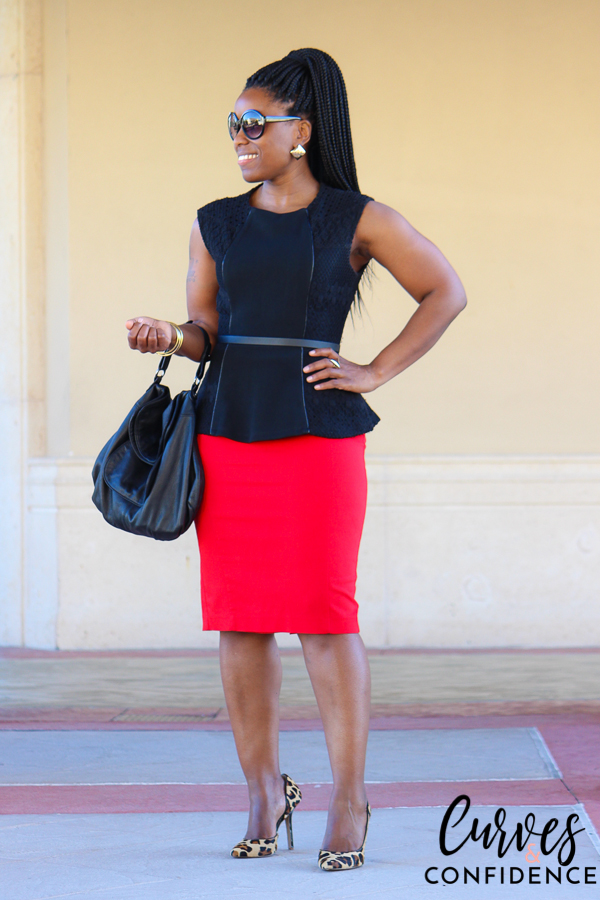 curves-and-confidence-black-lace-peplum-and-red-pencil-skirt_