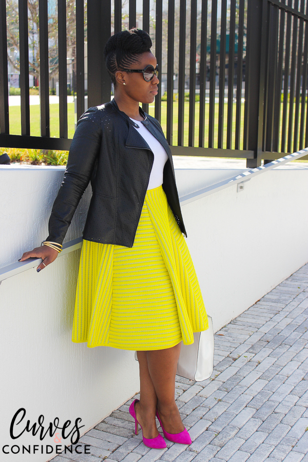 Curves and Confidence: Neon Midi Skirt 