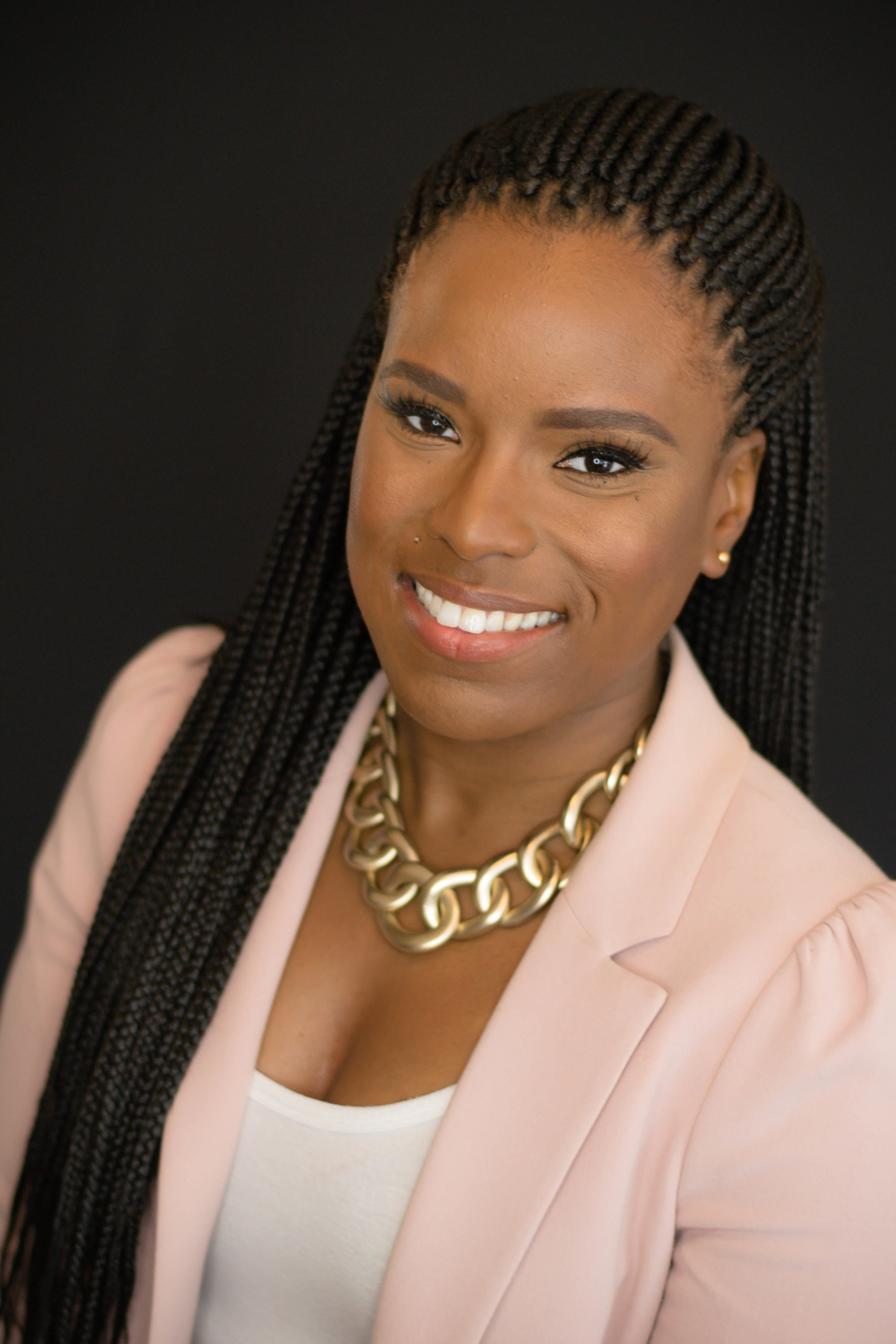 small box braids, protective style headshot